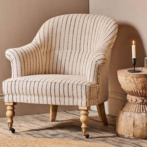 Nkuku Sanja Stripe Off White & Charcoal Armchair